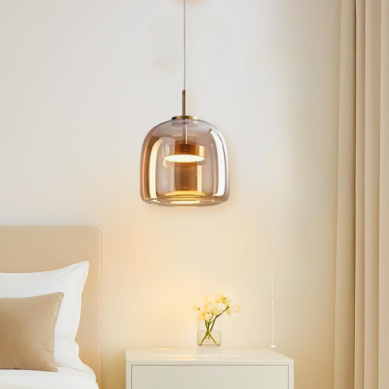 Amber Glass Pendant Light: Modern Nordic Kitchen Island Lighting - Etsy