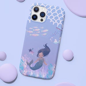 Iridescent Blue Purple Mermaid Phone Case Tough Phone Cover for iPhone 16, 15, 14, 13, 12, 11 Pro Max, X, XR, XS Max, 7, 8 Plus.