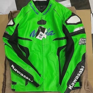 Blouson moto en cuir de vachette KAWASAKI NINJA fait main pour homme Blouson moto de course pour motards, veste cadeau pour motards