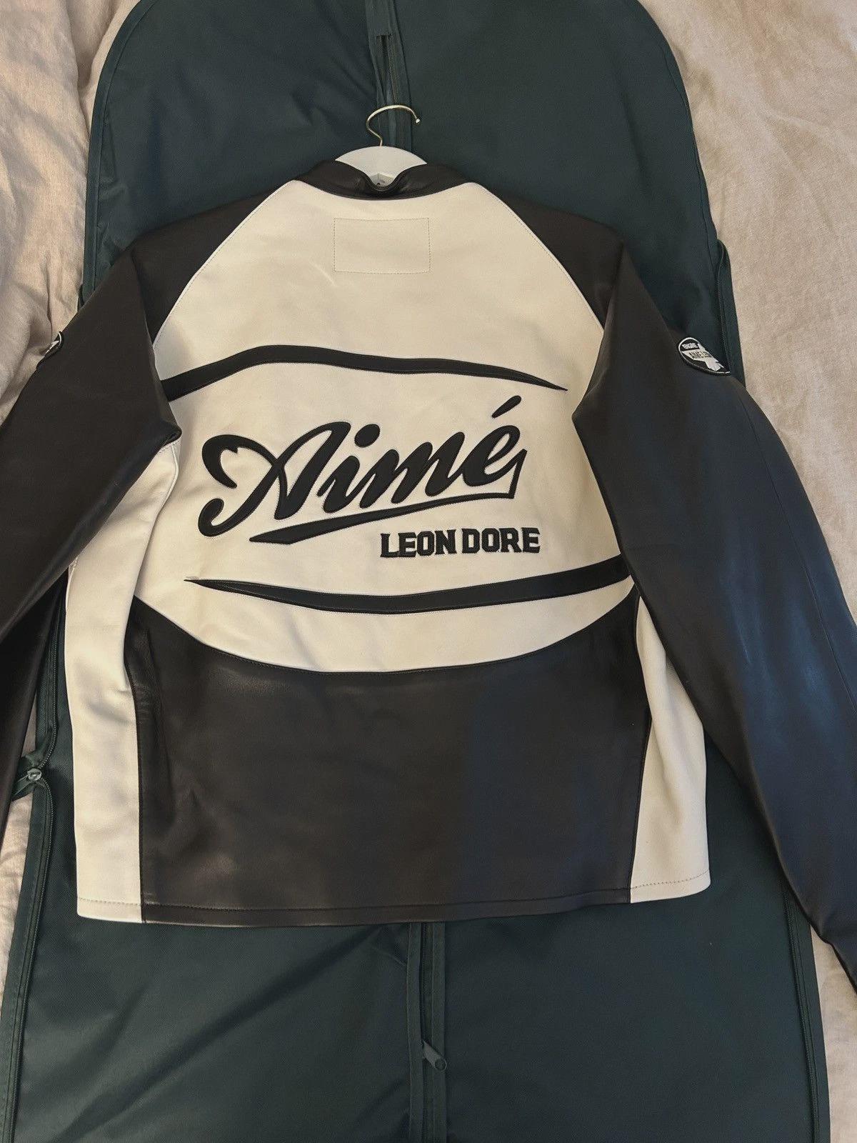 Aime Leon Doreレザーカフェレーサージャケットブラック/ホワイト