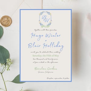 Wedding Invitation Template Garden Botanical Wedding Invitation Template Spring Watercolor Floral Flowers Wedding Crest