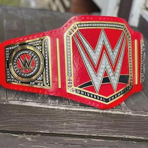 Replica World Heavyweight Championship Belt: Brass & Red Leather, Adult Size