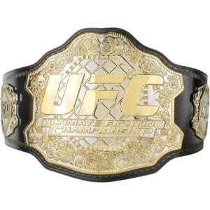 UFC Ultimate Championship Replica Wrestling Title Belt – Replica by WWF Belt premium brass plates polished in gold 4mm cowhide leather strap