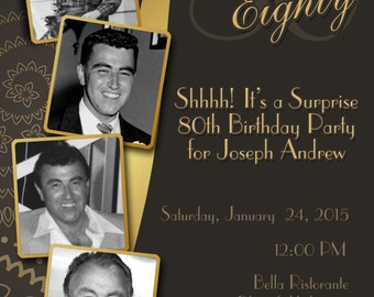 80th birthday invitations etsy