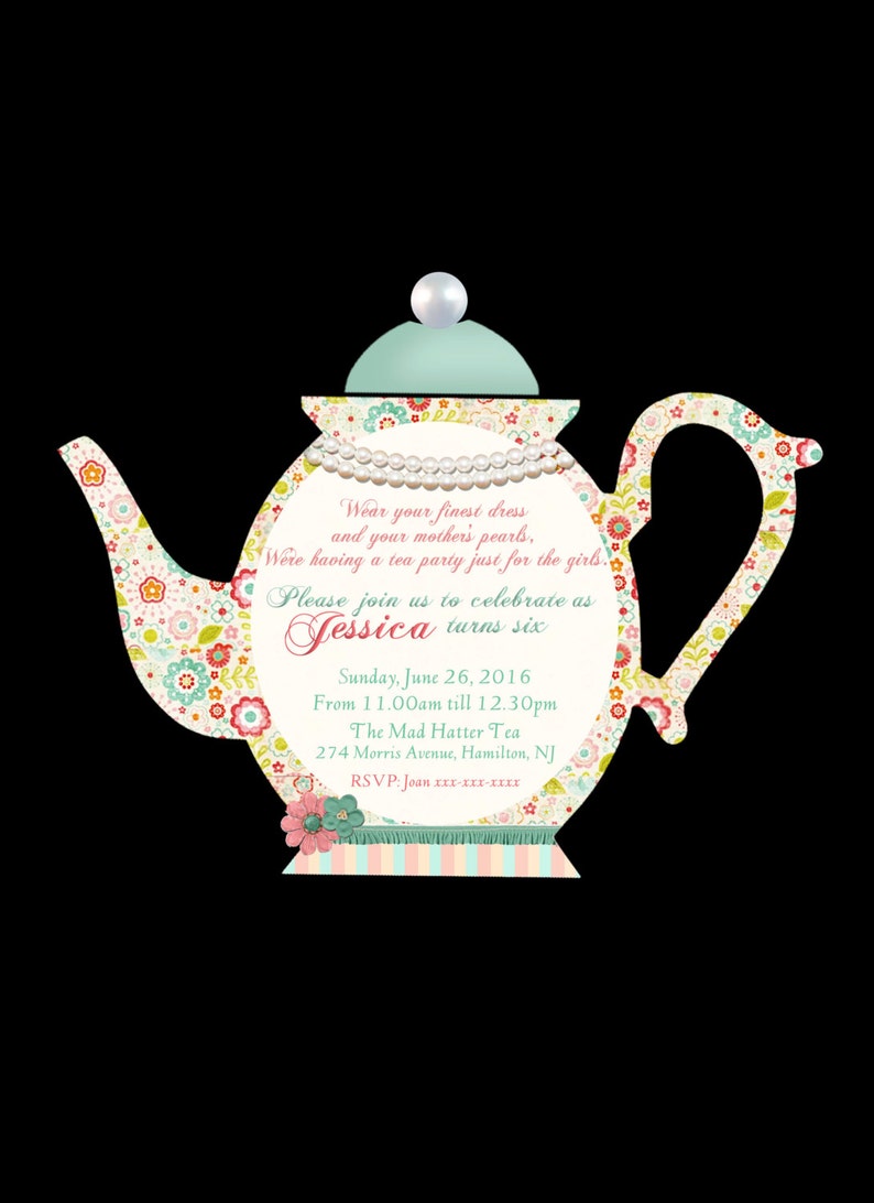 DIY Printable Personalized Teapot Invitation High Tea Invite Etsy
