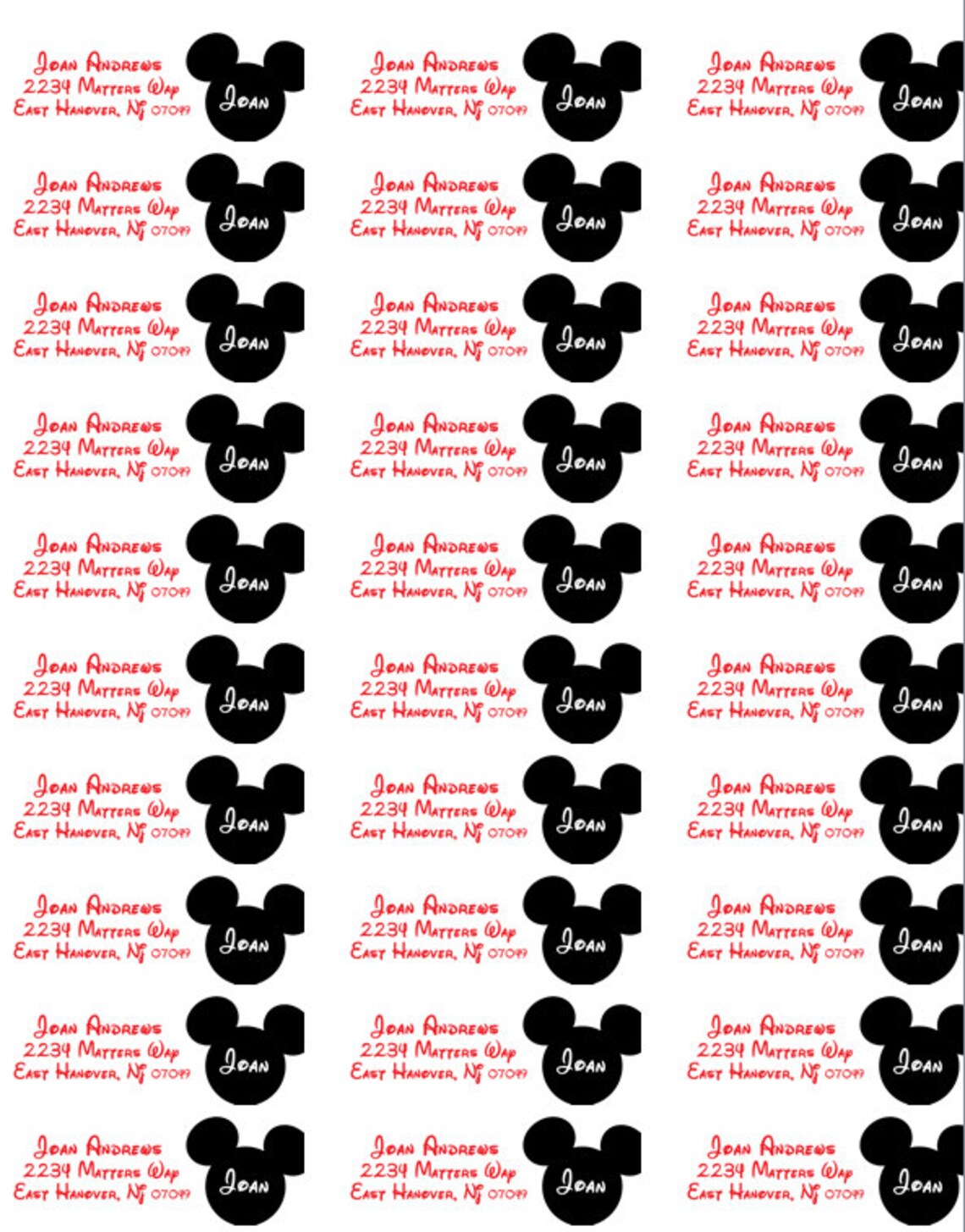 Mickey Mouse Clubhouse Return Address Labels Personalized | Etsy