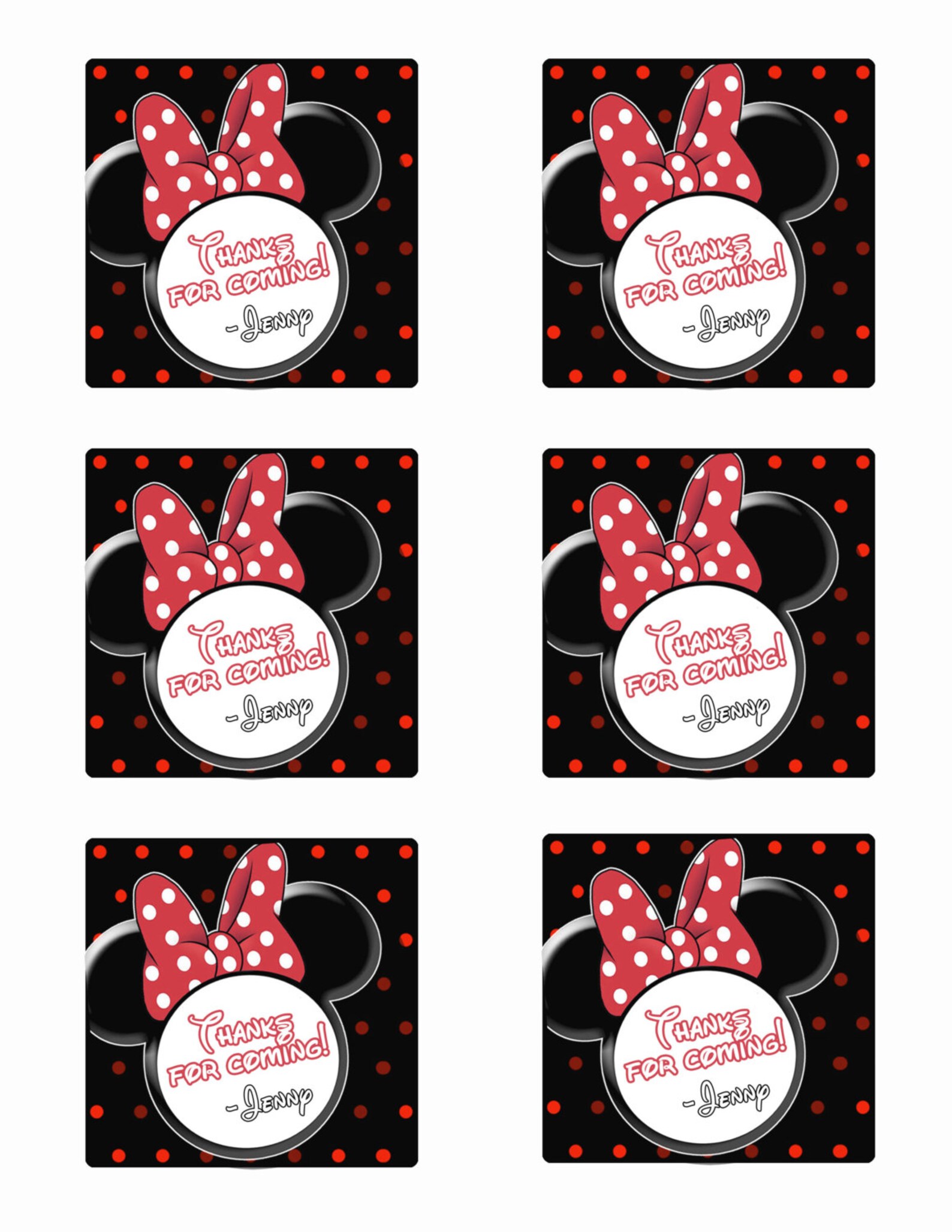 Minnie Mouse Favor Tags Mickey Mouse Favor Labels Minnie | Etsy