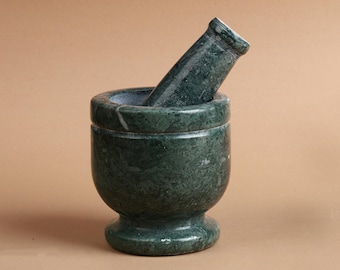 Green Marble Mortar & Pestle | Handmade Spice Crusher
