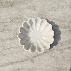Decorative White Marble Bowl | Handmade Stone Centerpiece for Coffee Table & Entryway image 8