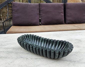 Handcrafted Green Marble Fluted Bowl