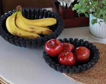 Handmade Black Marble Bowl: Elegant Stone Centerpiece, Modern Home Decor