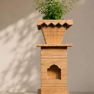 Natural Marble Tulsi Gamla | Handcrafted Tulsi Vrindavan | Sacred Tulsi Planter | Hindu Garden Decor