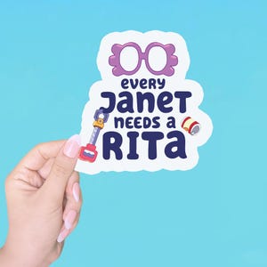 Elke Janet heeft een Rita-sticker nodig, sticker Bluey vinylstickers Familiestickers, laptopstickers, waterflesstickers, kind, sticker svinyl
