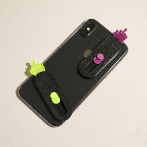 Sliding Middle Finger Phone Accessory w/ Adhesive