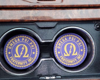 Omega Psi Phi, Que, Que Dawg, Dawg, Car Accessories, Car Decor, Car Coasters,Coaster, auto decor, gift for him, cup holder coaster,