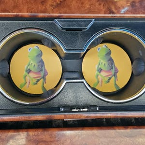 Kermit the Frog, Car Accessories, Car Decor, Car Coasters, auto decor, gift for her, cup holder coaster, personalized coaster
