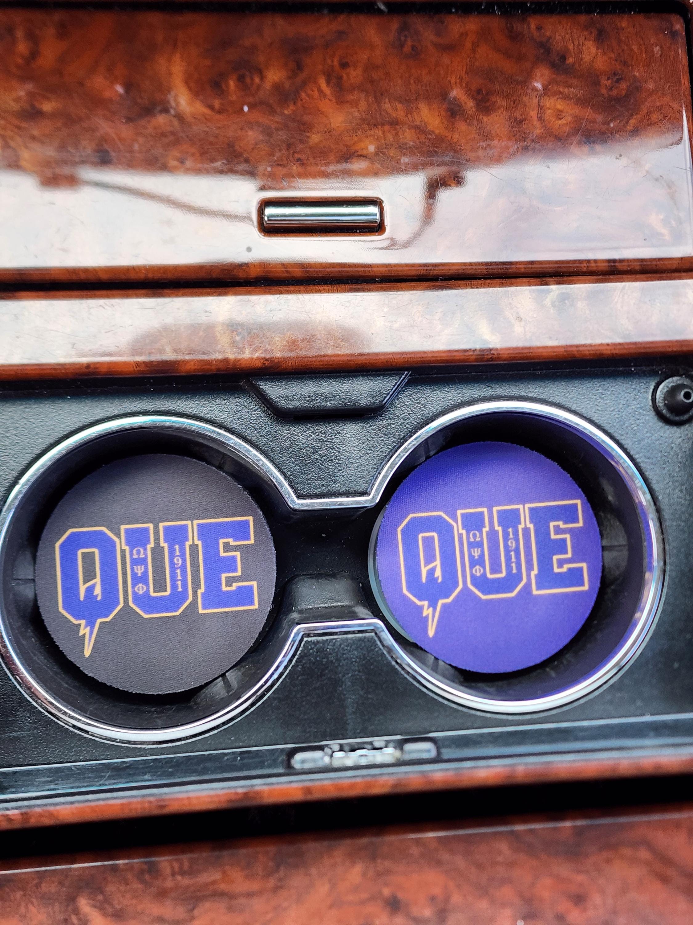 Omega Psi Phi, Que, Que Dawg, Dawg, Car Accessories, Car Decor, Car Coasters,Coaster, auto decor, gift for him, cup holder coaster,