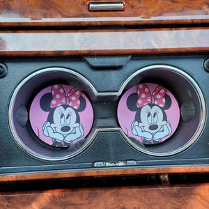 Minnie Mouse, Mickey, Car Accessories, Car Decor, Car Coasters, auto decor, gift for her, cup holder coaster, personalized coaster