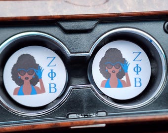 Zeta Phi Beta, Zeta, sorority, sorority gift, Car Accessories, Car Decor, Car Coasters, auto decor, cup holder coaster, gift for her