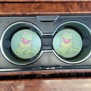 Kermit the Frog, Car Accessories, Car Decor, Car Coasters, auto decor, gift for her, cup holder coaster, personalized coaster