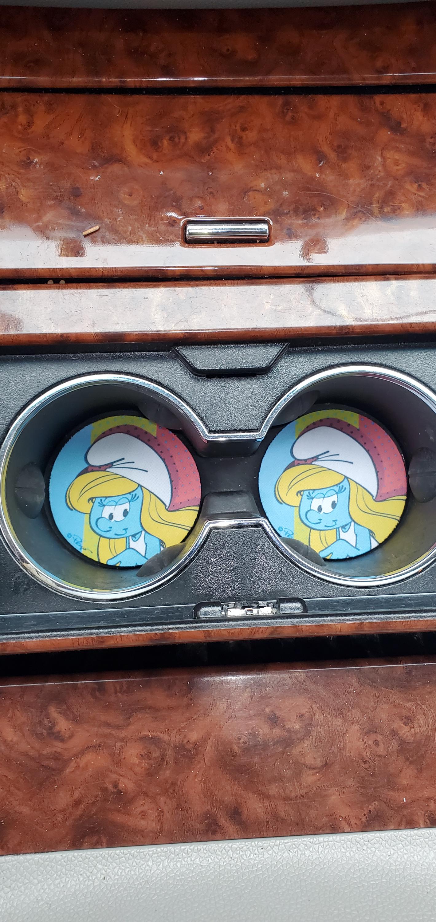 Smurfette, Smurfs, Car Accessories, Car Decor, Car Coasters, auto decor, gift for her, cup holder coaster, personalized coaster