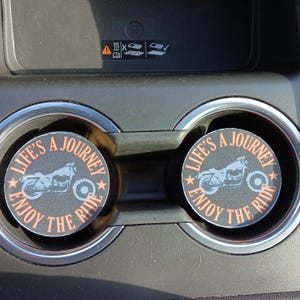 Life&#39;s a journey, Enjoy the ride, Car Accessories, Car Decor, Car Coasters, Coaster, auto decor, gift for him, cup holder coaster