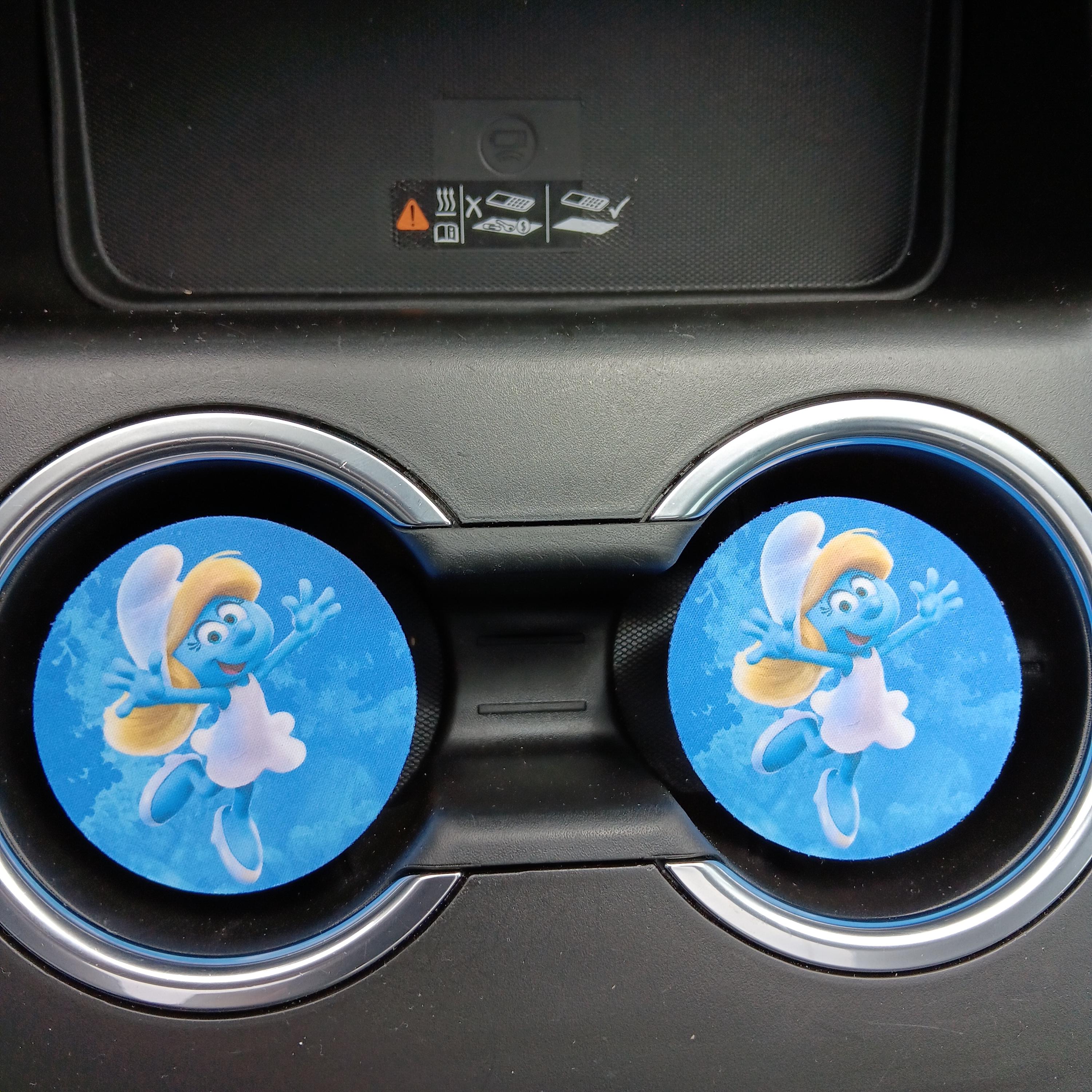 Smurfette, Smurfs, Car Accessories, Car Decor, Car Coasters, auto decor, gift for her, cup holder coaster, personalized coaster