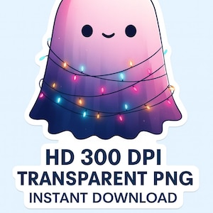 Kawaii julspöke PNG Clipart | Julbelysning, klistermärkesdesign (300 DPI)