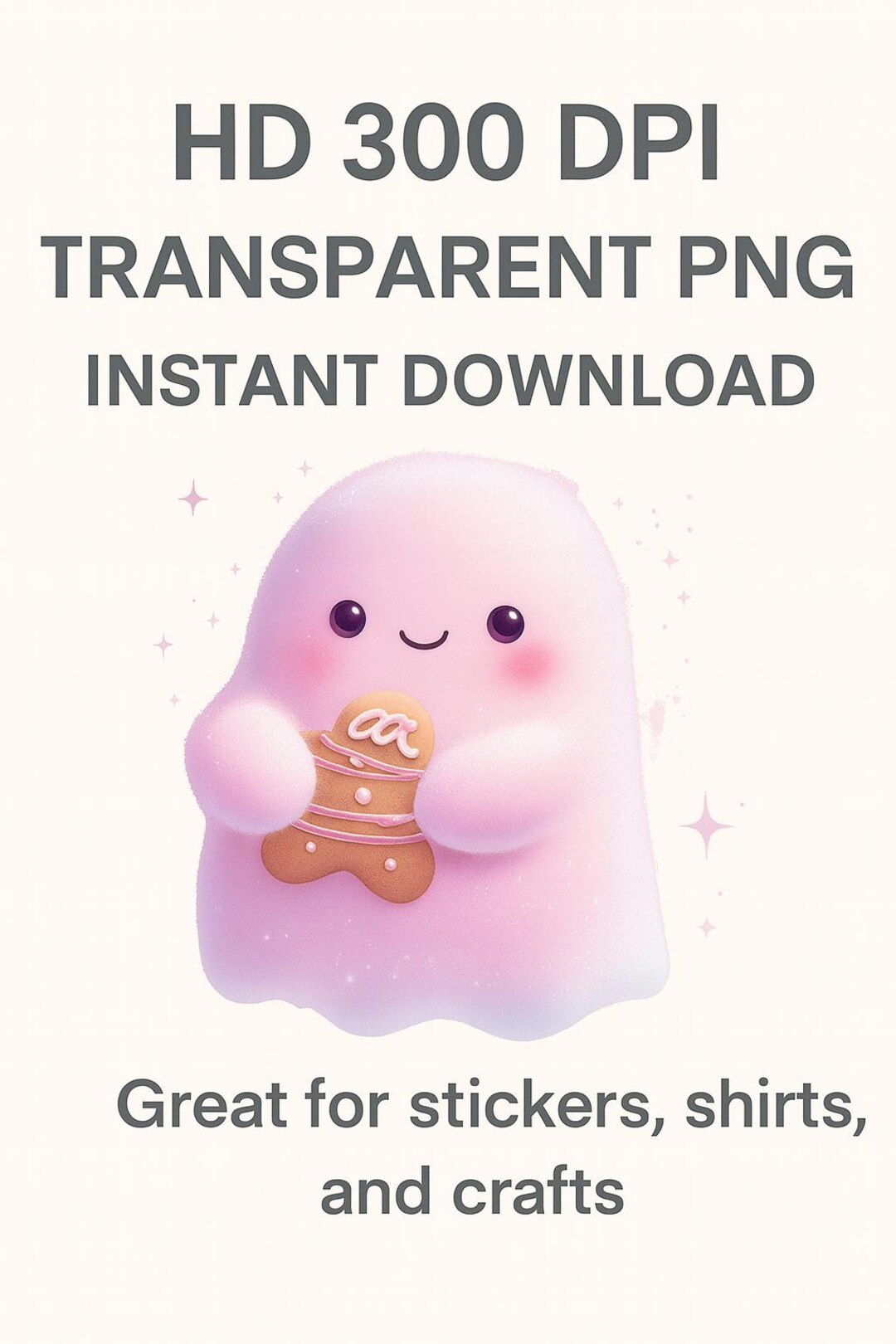 Kawaii Gingerbread Ghost PNG • Pastel Christmas Ghost Clipart • Holiday ...