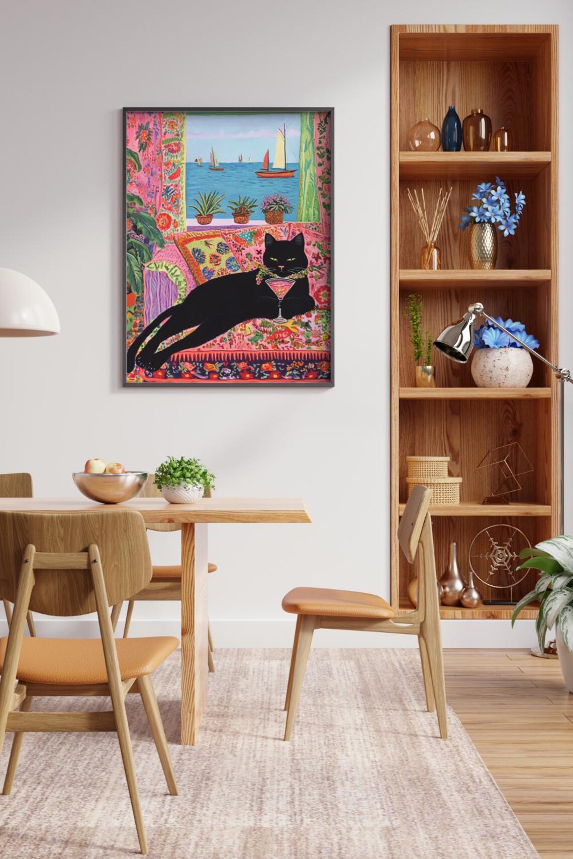 Black Cat Cocktail Art Print: Retro Eclectic Bar Decor (digital ...