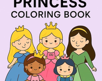 Princess Coloring Book: 200 Kawaii Fairy Tale Pages (PDF Downloadable Parts)