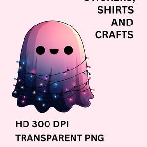 Kawaii Julspöke PNG | Pastellfärgade Julljus Clipart (300 DPI)