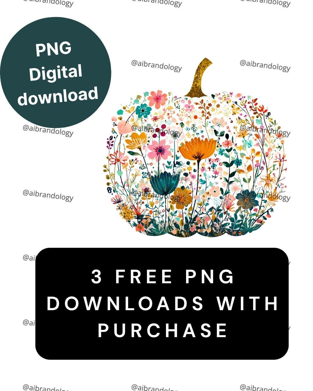 Floral Pumpkin PNG | Watercolor Flower Pumpkin Clipart | Boho Fall ...