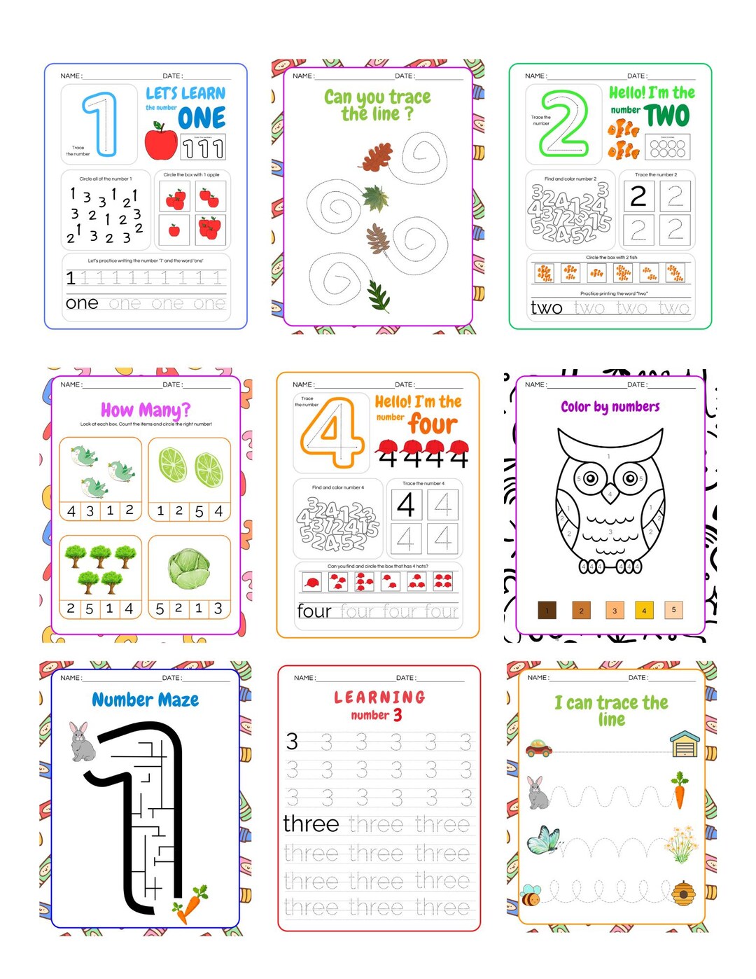 Numbers 1-10 Preschool Worksheet | Printable Counting Activity for Kids ...