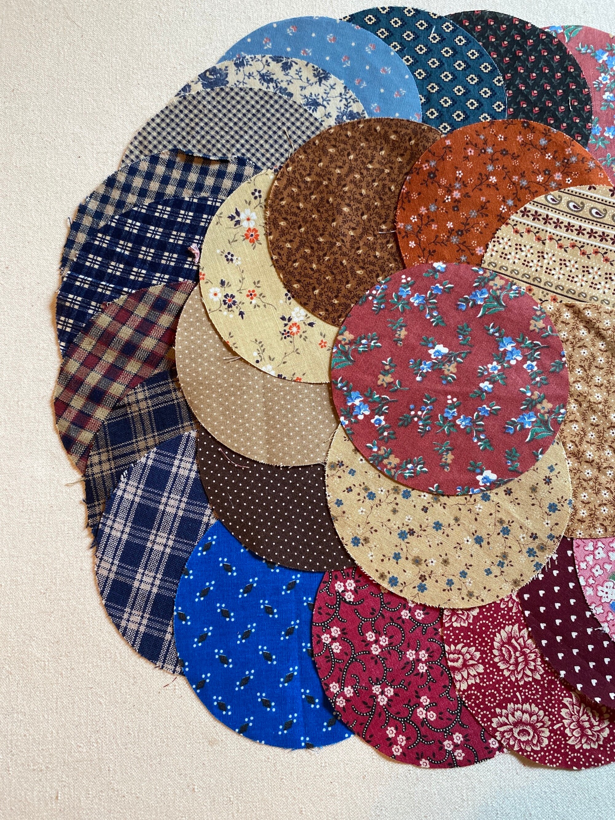 Vintage Calico and Plaid Precut Fabric Circles 30 4 Circles Set 2 Etsy