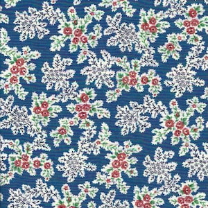 Blue Floral Cotton Print Fabric 35&quot;