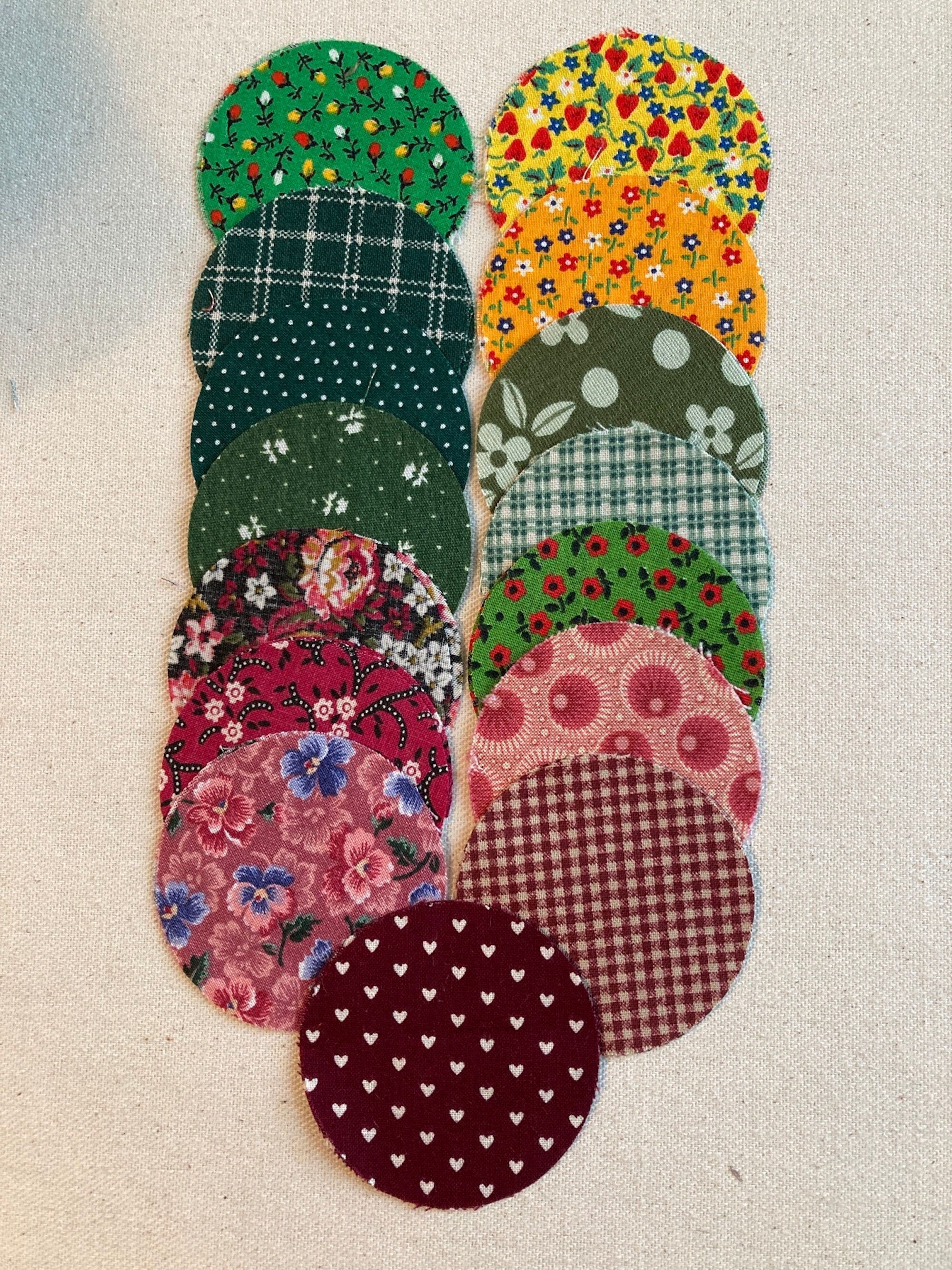 Vintage Calico Precut Fabric Circles 30 2 Circles Set 2 Etsy