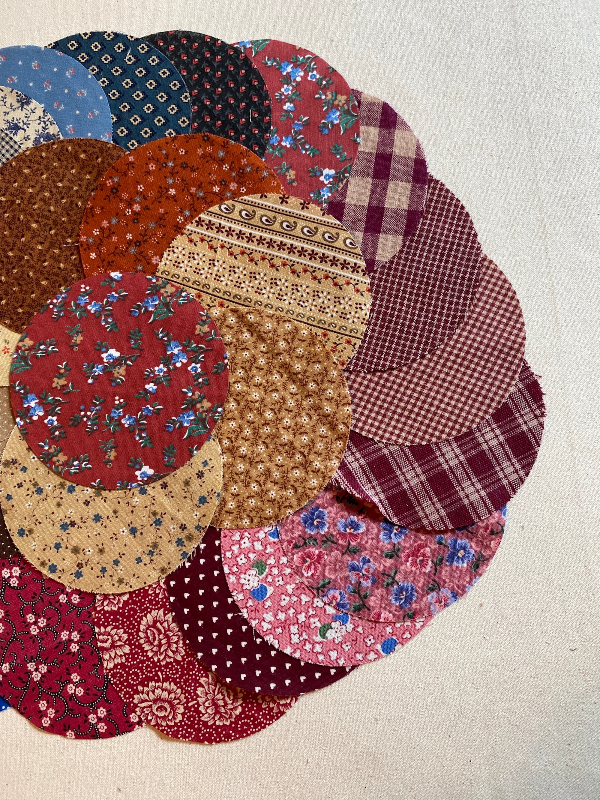 Vintage Calico and Plaid Precut Fabric Circles 30 4 Circles Set 2 Etsy