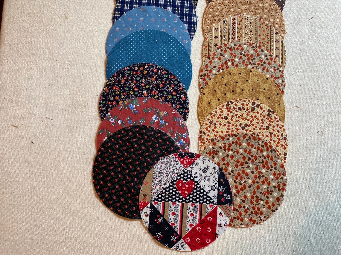 Vintage Calico and Plaids Precut Fabric Circles 30 4 Circles Set 3 Etsy