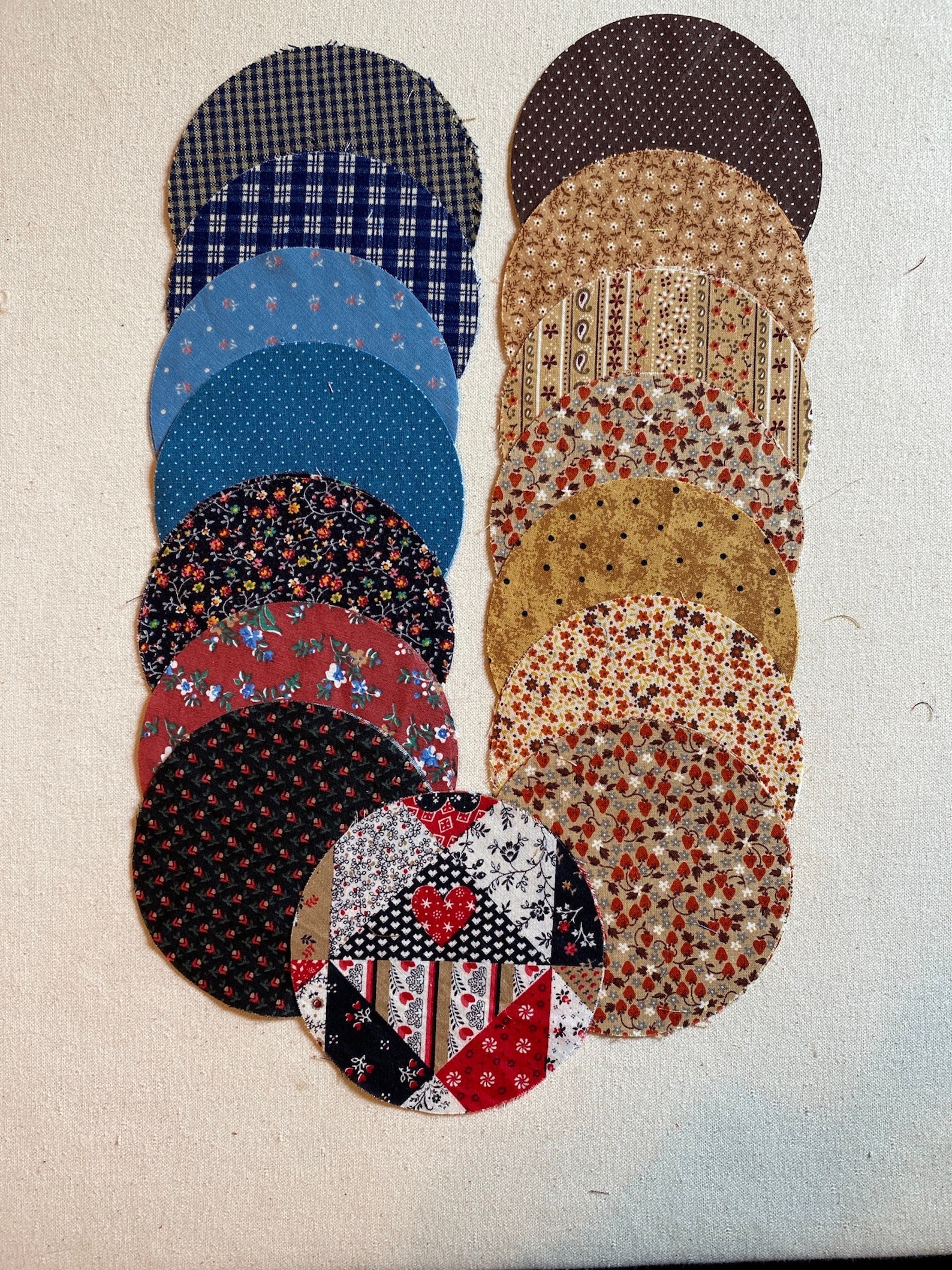 Vintage Calico and Plaids Precut Fabric Circles 30 4 Circles Set 3 Etsy