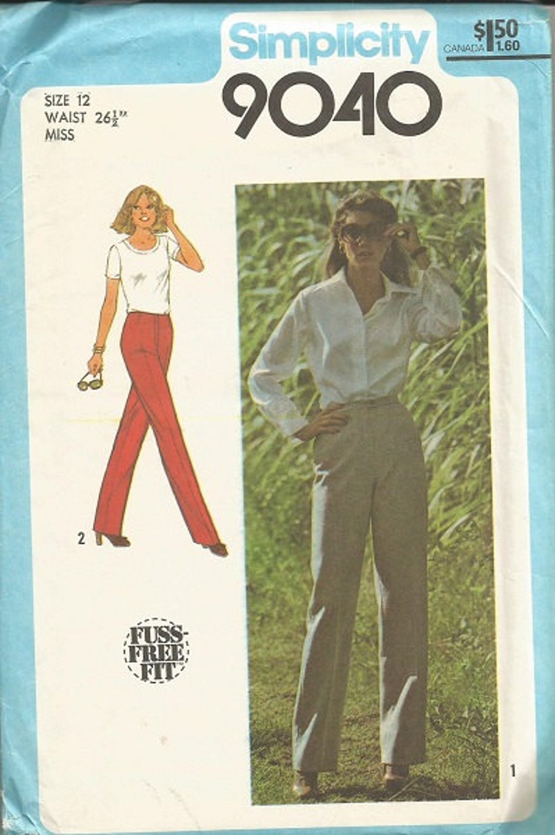 Simplicity 9040 Vintage Pants Pattern SZ 12 Etsy