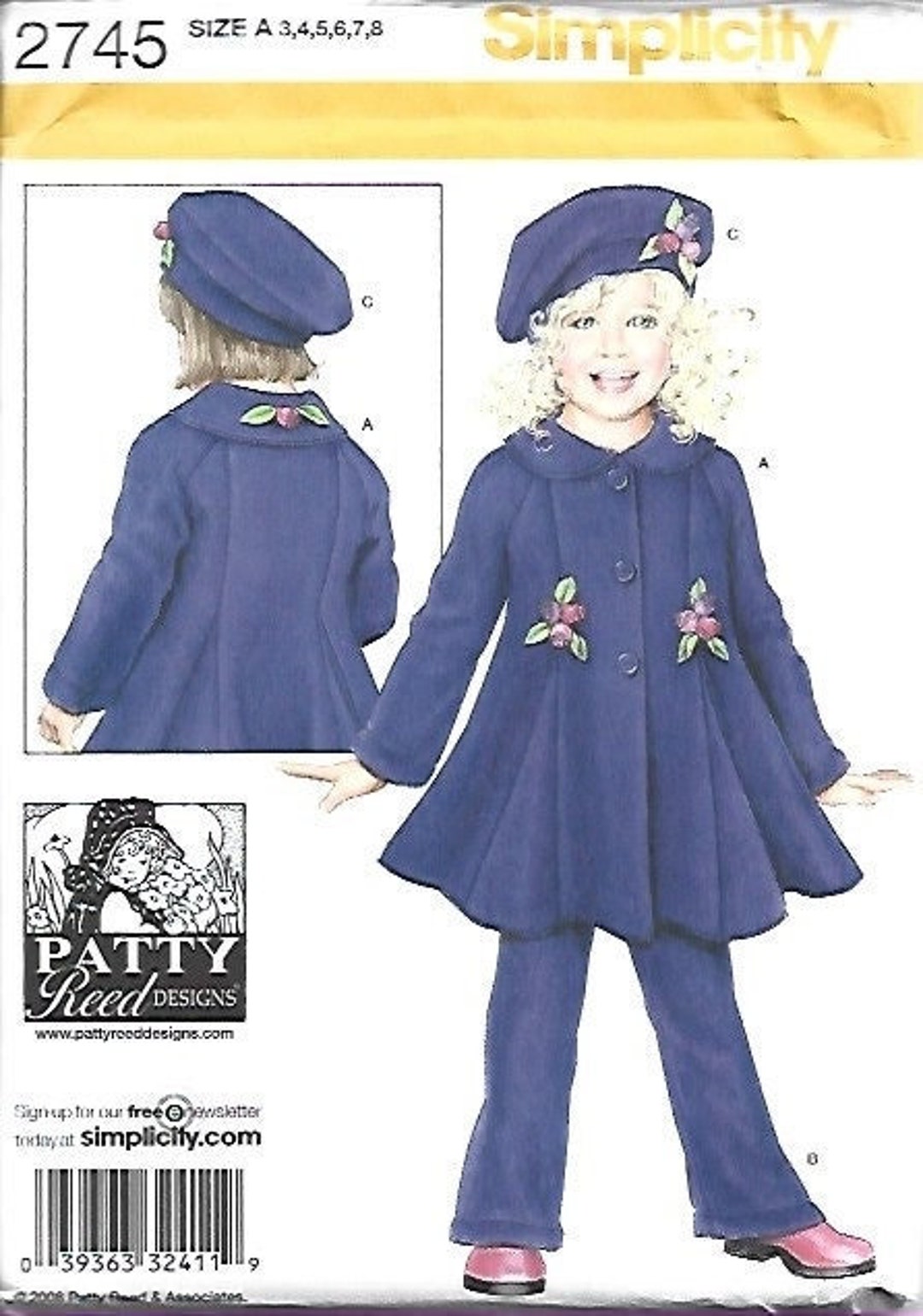Simplicity 2745 Patty Reed Design Coat Pants and Hat Pattern SZ 3-8 - Etsy