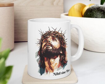 Nihil sine Deo Mug | Jesus Ceramic Coffee Cup