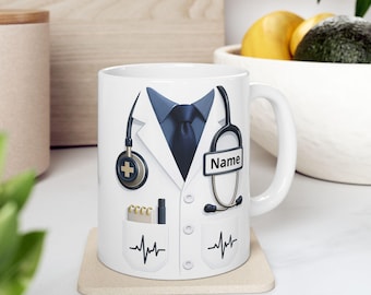 Personalized Doctor Mug | Custom Name Stethoscope Coffee Mug for Medical Professionals
