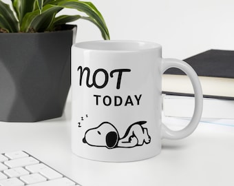 White Ceramic Mug - Not Today Beagle Design