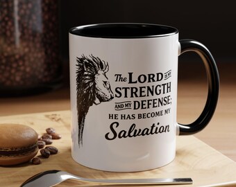 The Lord is My Strength Scripture Lion Mug | Accent Coffee Mug