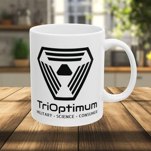 TriOptimum Corporation Mug –  Logo Coffee Cup, Gamer Gift Idea, Unique Video Game Merchandise, Desk Accessory for Gamers & Fans