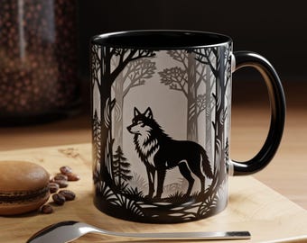 The Wolf Ceramic Coffee Mug: Forestcore Nature Gift