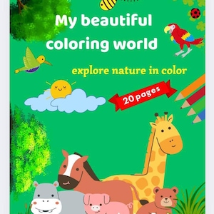 children&#39;s coloring book, animal coloring, PDF coloring book, nature coloring, jungle coloring, children&#39;s activity 4 to 8 years old