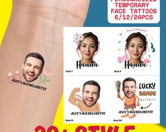 Custom Bräutigam Gesicht temporäres Tattoo - Junggesellinnenabschied